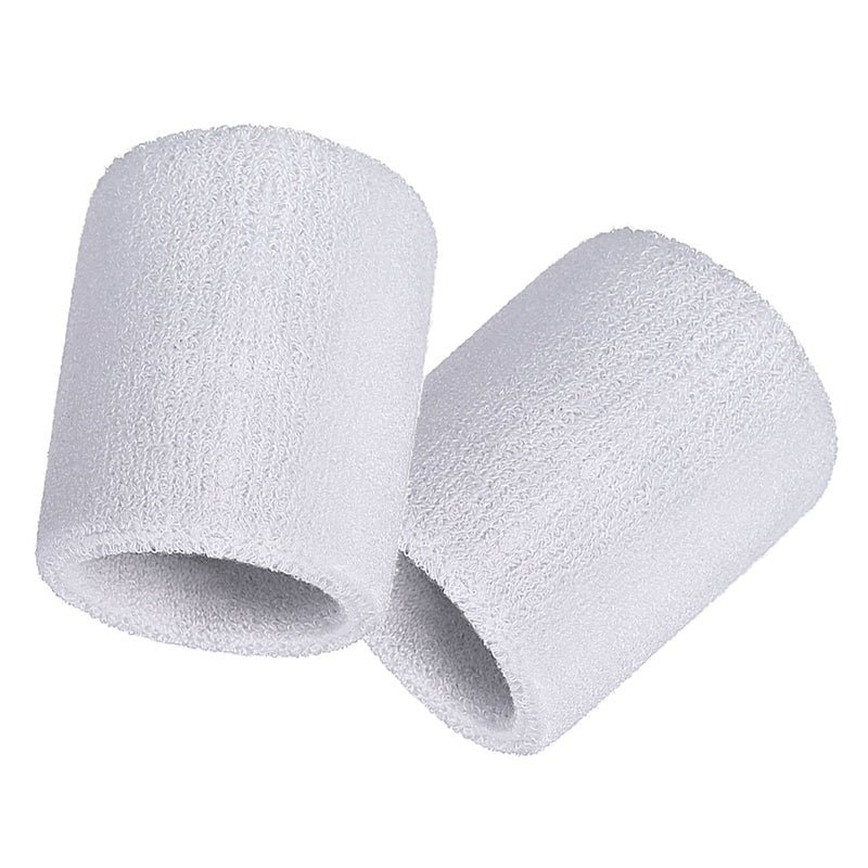 Bememo 12 Pack Wristbands Sweatband for Women Men, Neon Colored Sport Wrist Bands, Tennis Football Basketball Sweatbands, Moisture Wicking Arm Bands for Working Out(3.15 Inch,White) - Image 2